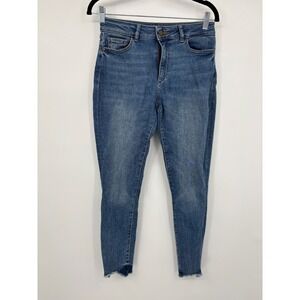 DL1961 Florence Skinny Jeans High Rise Raw Hem Blue Wash Size 26